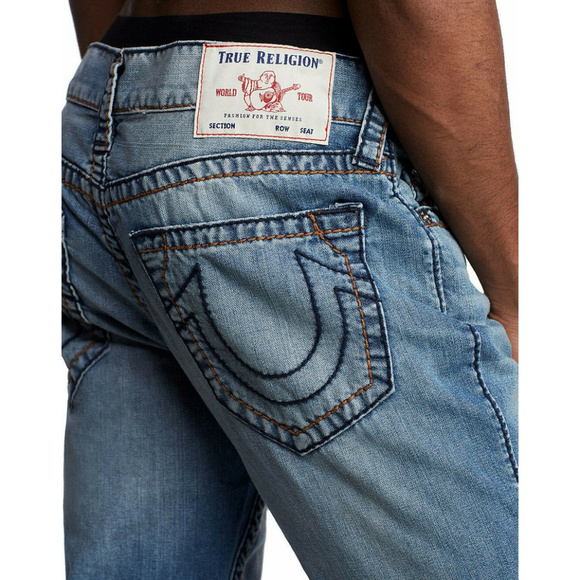 True Religion Men's Rocco Big T Skinny Fit Jeans in Indigo Light Blue